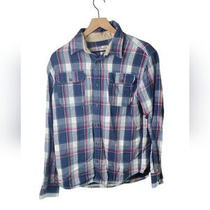 Burton Dry Ride Gray, Red & Blue Plaid Flannel Shirt